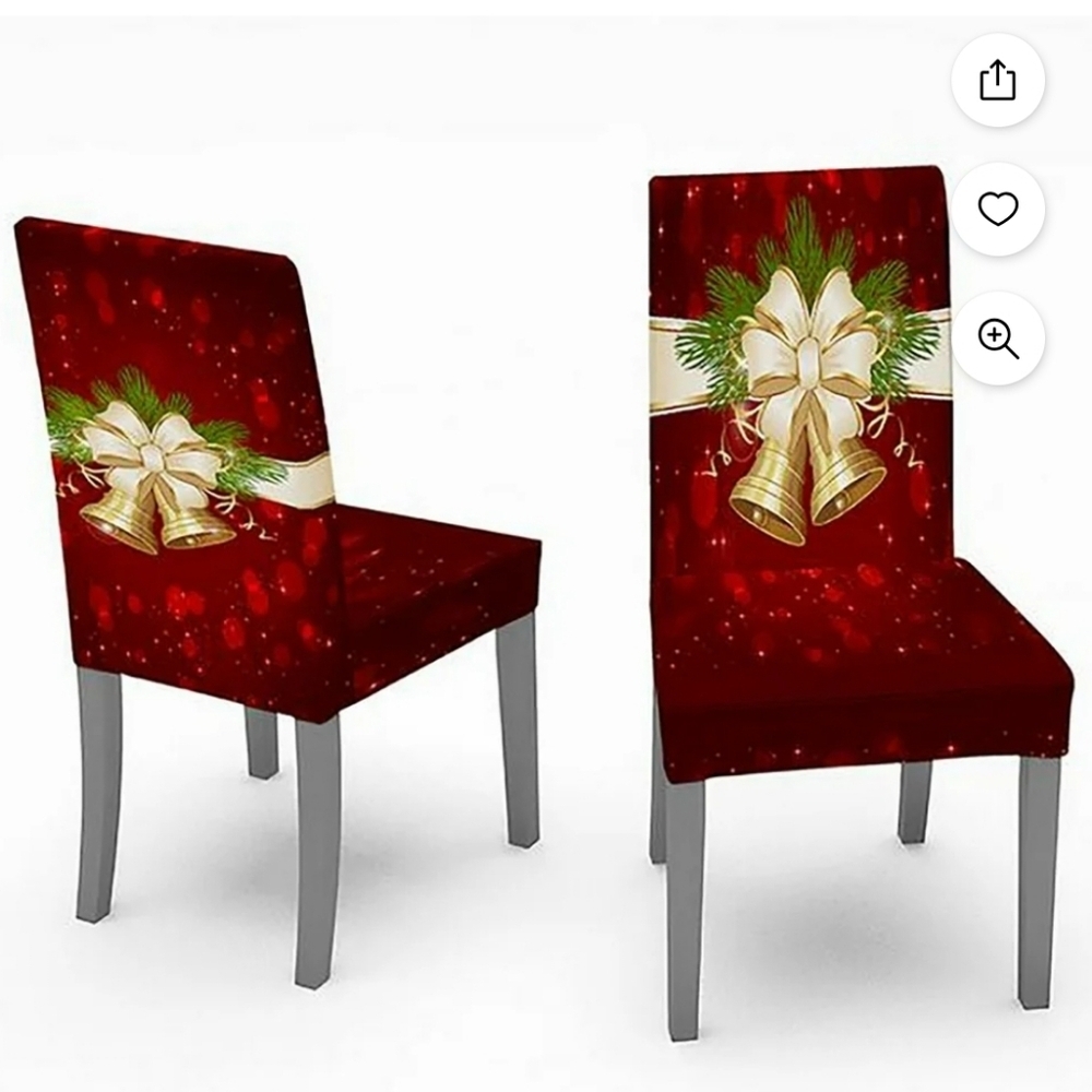 NWT Set Of 4 Festive Red Chair Covers with Gold Bells‎ A67